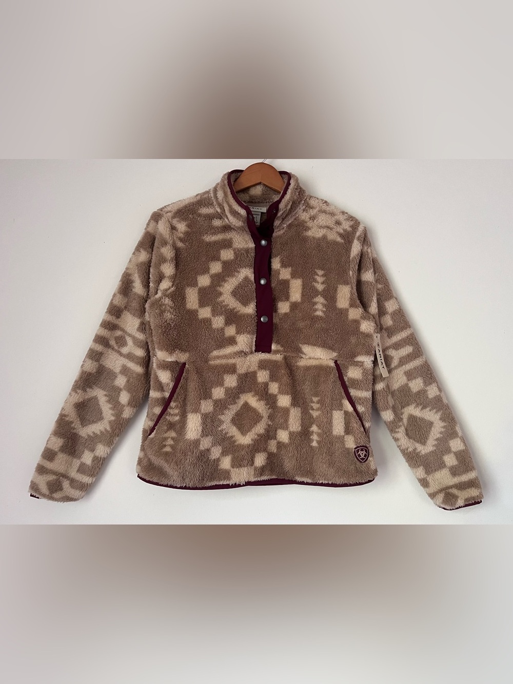 NEW Ariat Berber Fleece Snap Front Sweatshirt Pullover Lone Ridge Print Size S